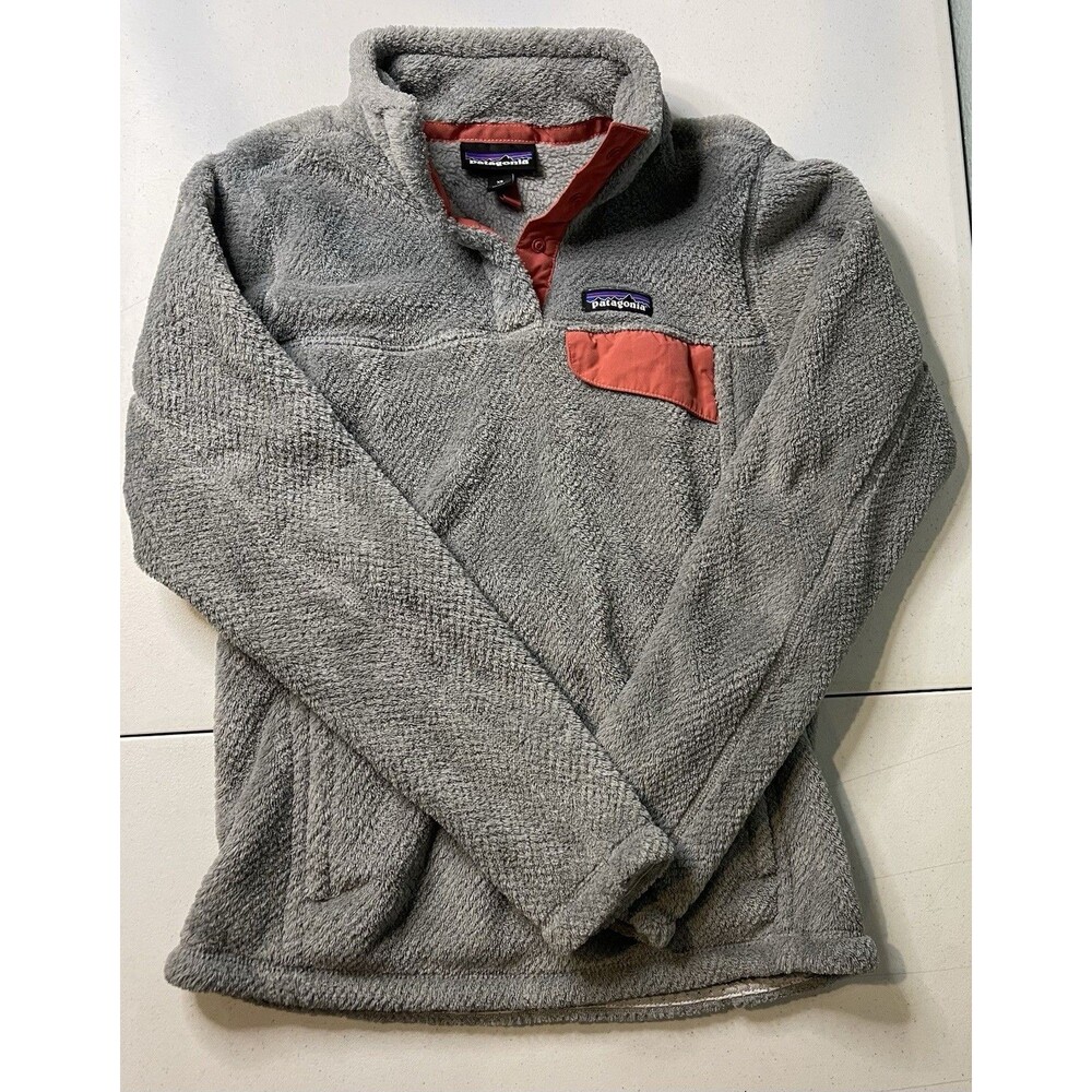 Patagonia Re-Tool Snap-T Pullover Fleece Sweater Polartec Womens Sz XS Gray Pink
